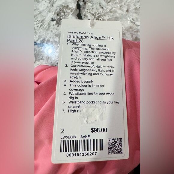 NWT New LULULEMON HR High Rise Align Pant 28” Legging SAKP Sakura Pink 2 - Picture 6 of 6